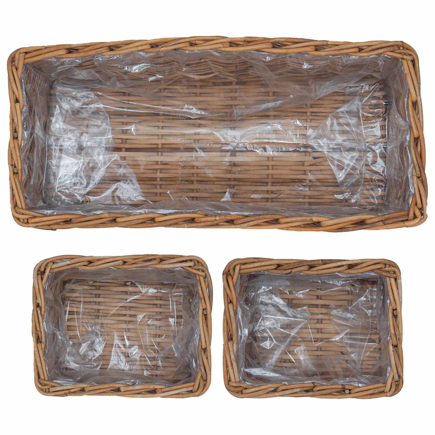 Flowerpot Basket with Storage 3 pcs Brown Kubu Rattan