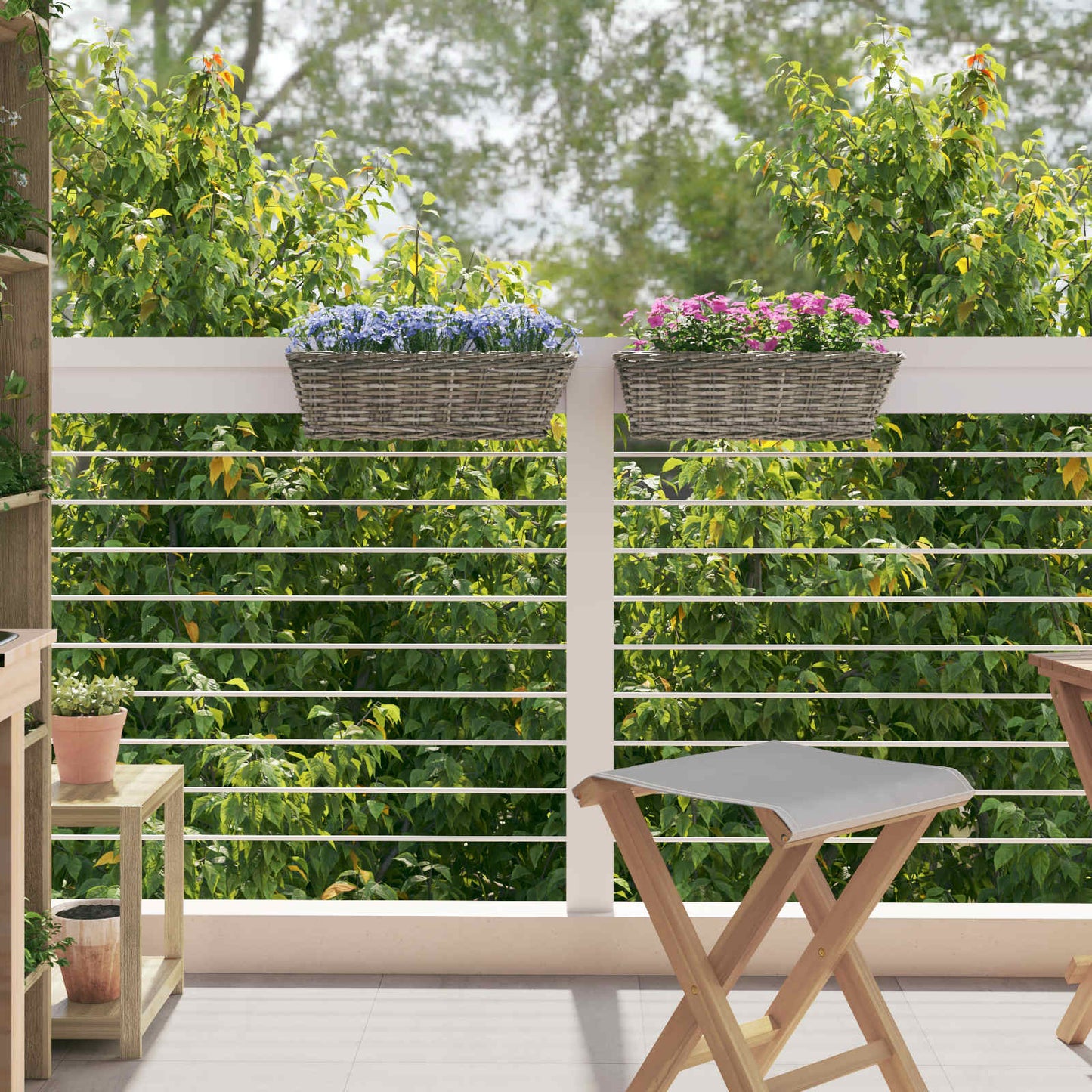 Panier jardinière suspendue 2 pcs Gris 48 x 22 x 15 cm
