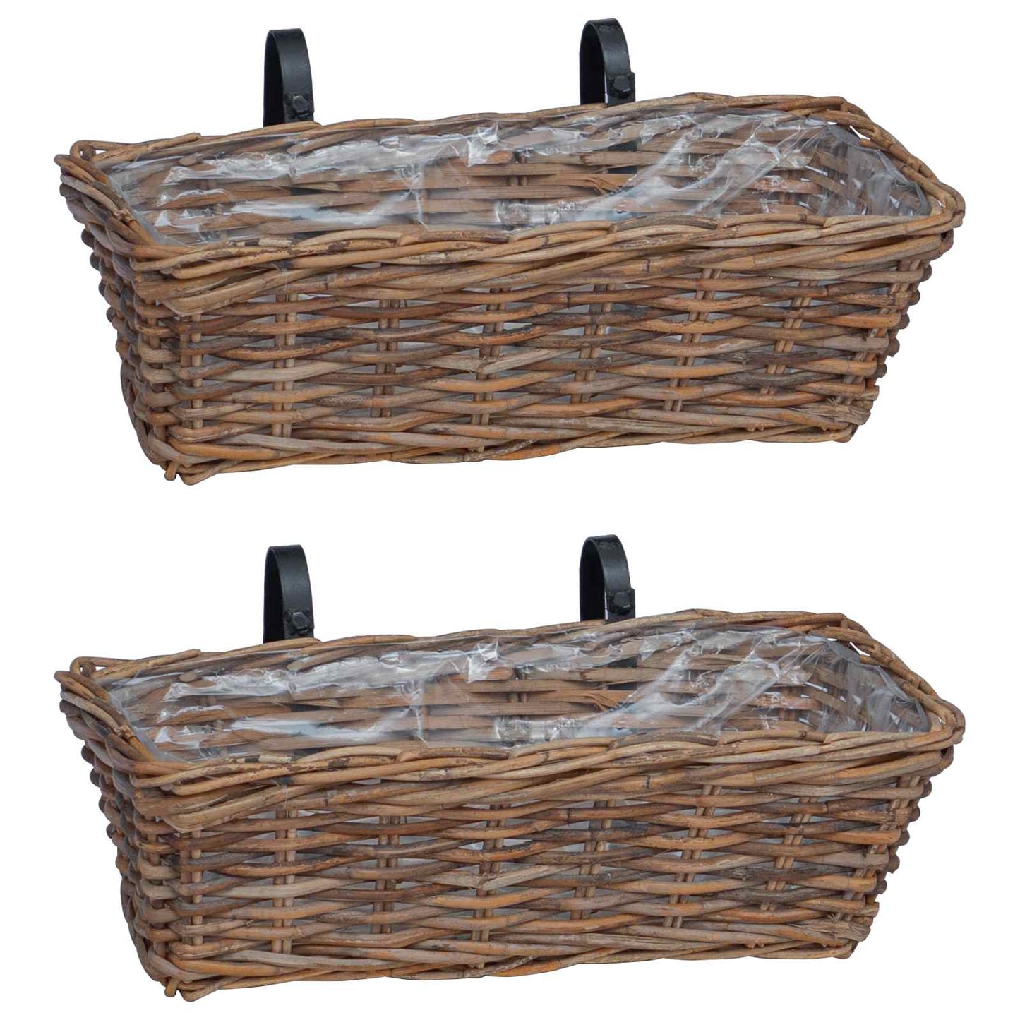 Hanging Flower Pot Basket 2 pcs Brown 48 x 22 x 15 cm