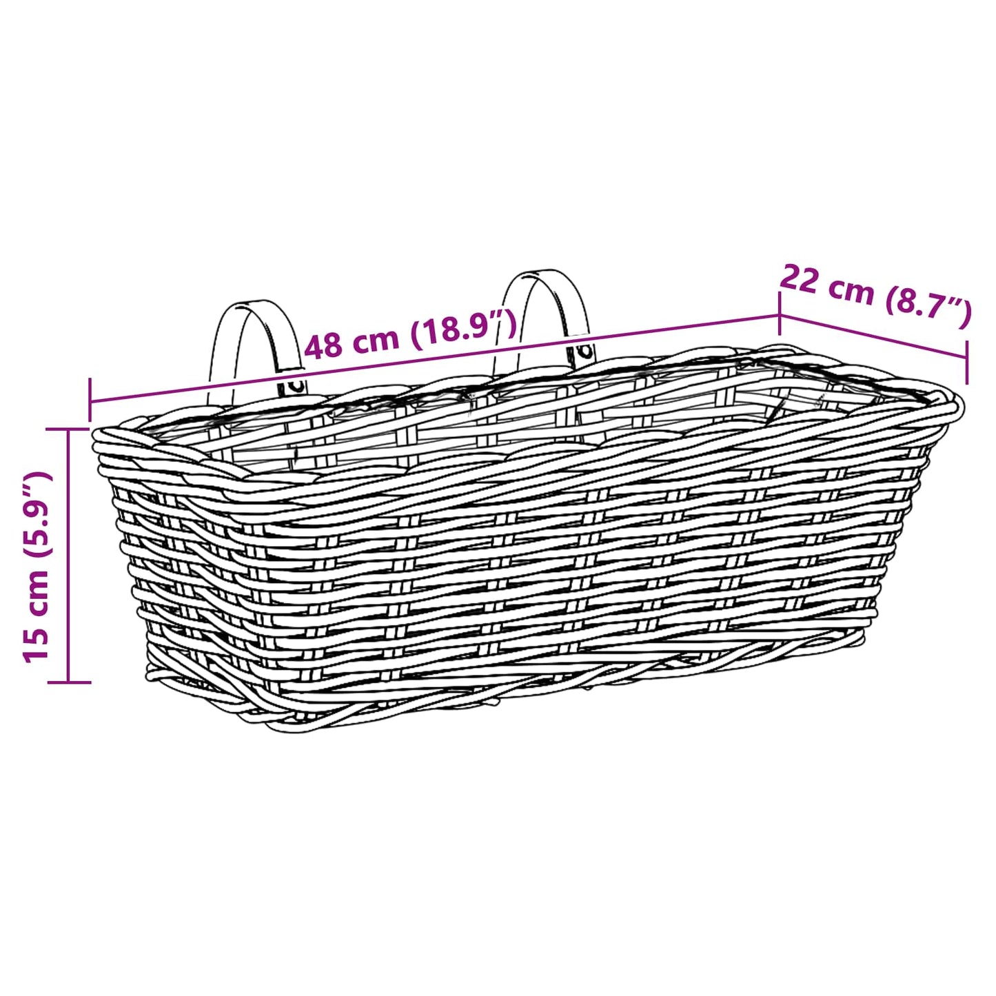 Hanging Flower Pot Basket 2 pcs Brown 48 x 22 x 15 cm