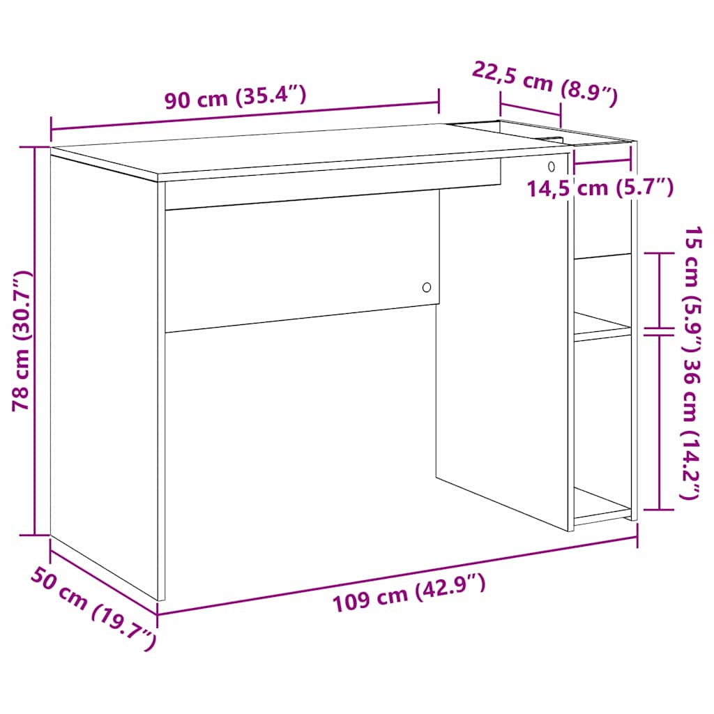 Schreibtisch Sonoma-Eiche 109 x 50 x 78 cm Holzwerkstoff