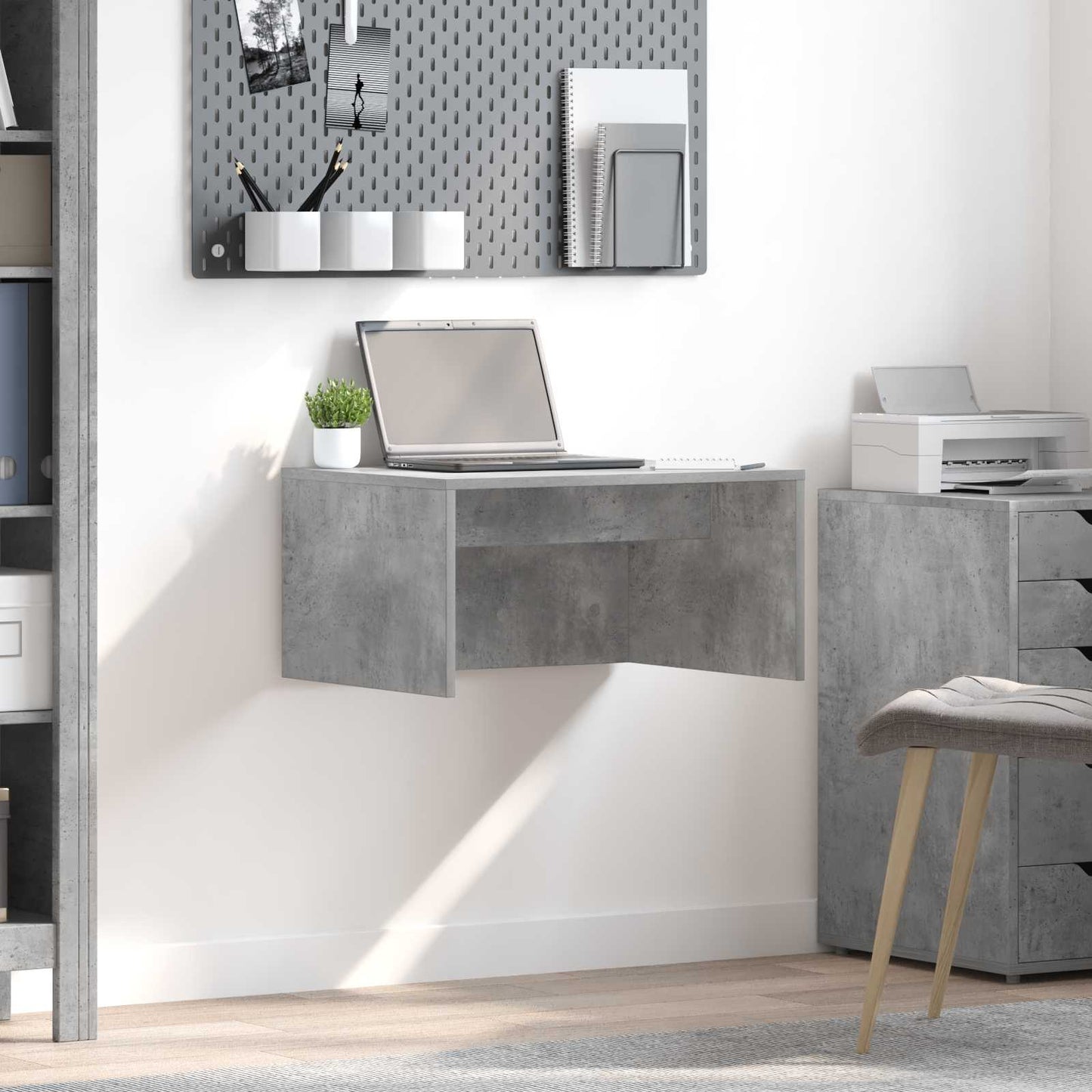 Wall-mounted table wall-mounted concrete gray 60 x 45 x 30 cm engineered wood