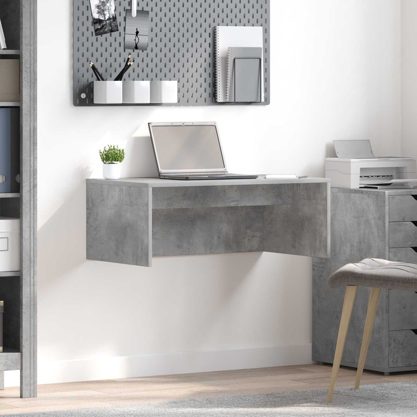 Wandtisch Wandmontiert Beton Grau 80 x 45 x 30 cm Holzwerkstoff