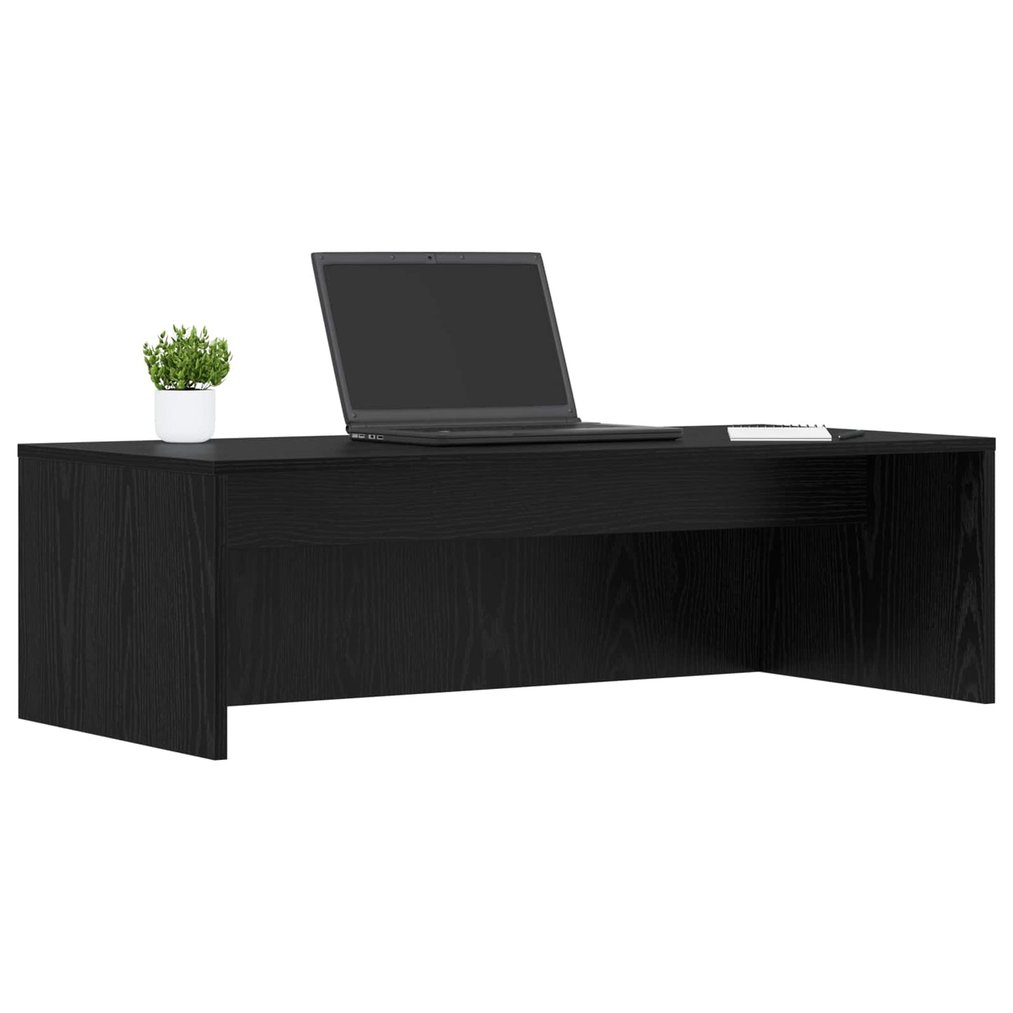 Table murale noire aspect chêne 100 x 45 x 30 cm en bois reconstitué