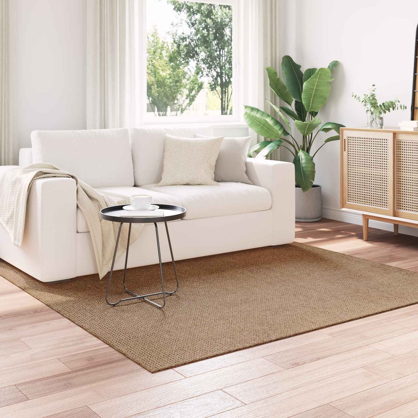 Area Rug Square HUARTE Natural 120 x 120 cm