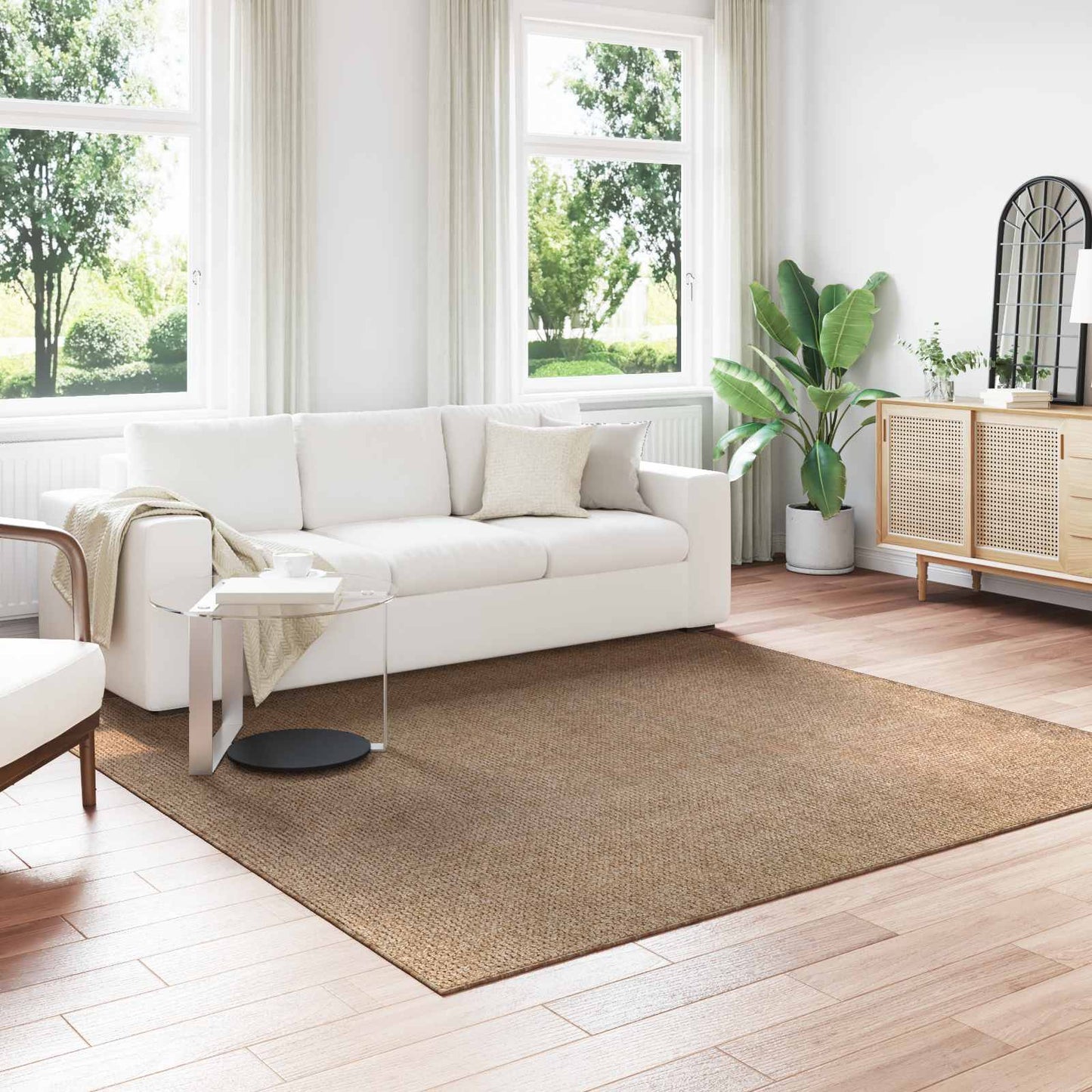Tapis de zone carré HUARTE Naturel 240 x 240 cm