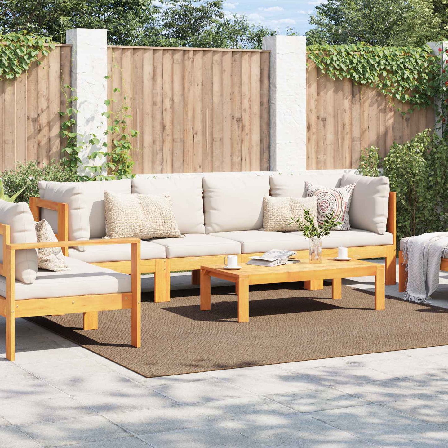 Tapis de zone carré HUARTE Naturel 240 x 240 cm
