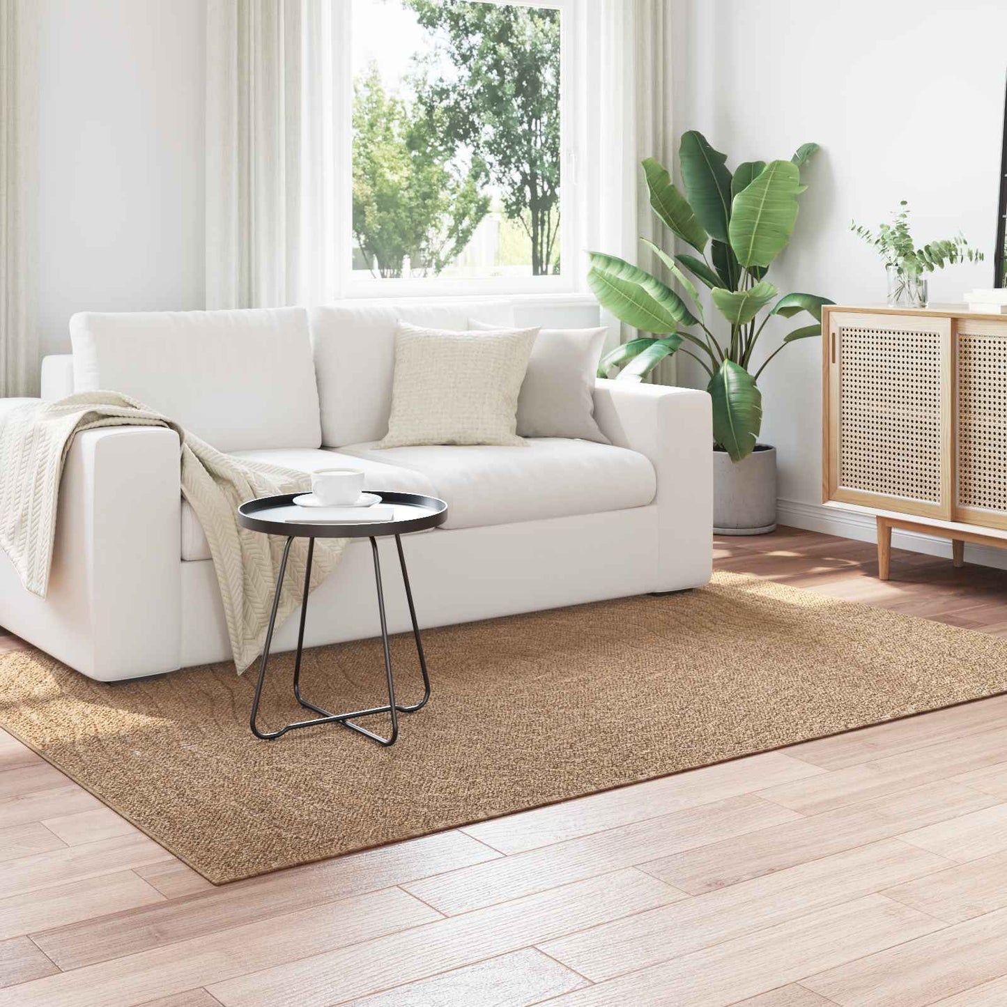 Tapis à motifs Moiré HUARTE Nature 170 x 120 cm Polyester