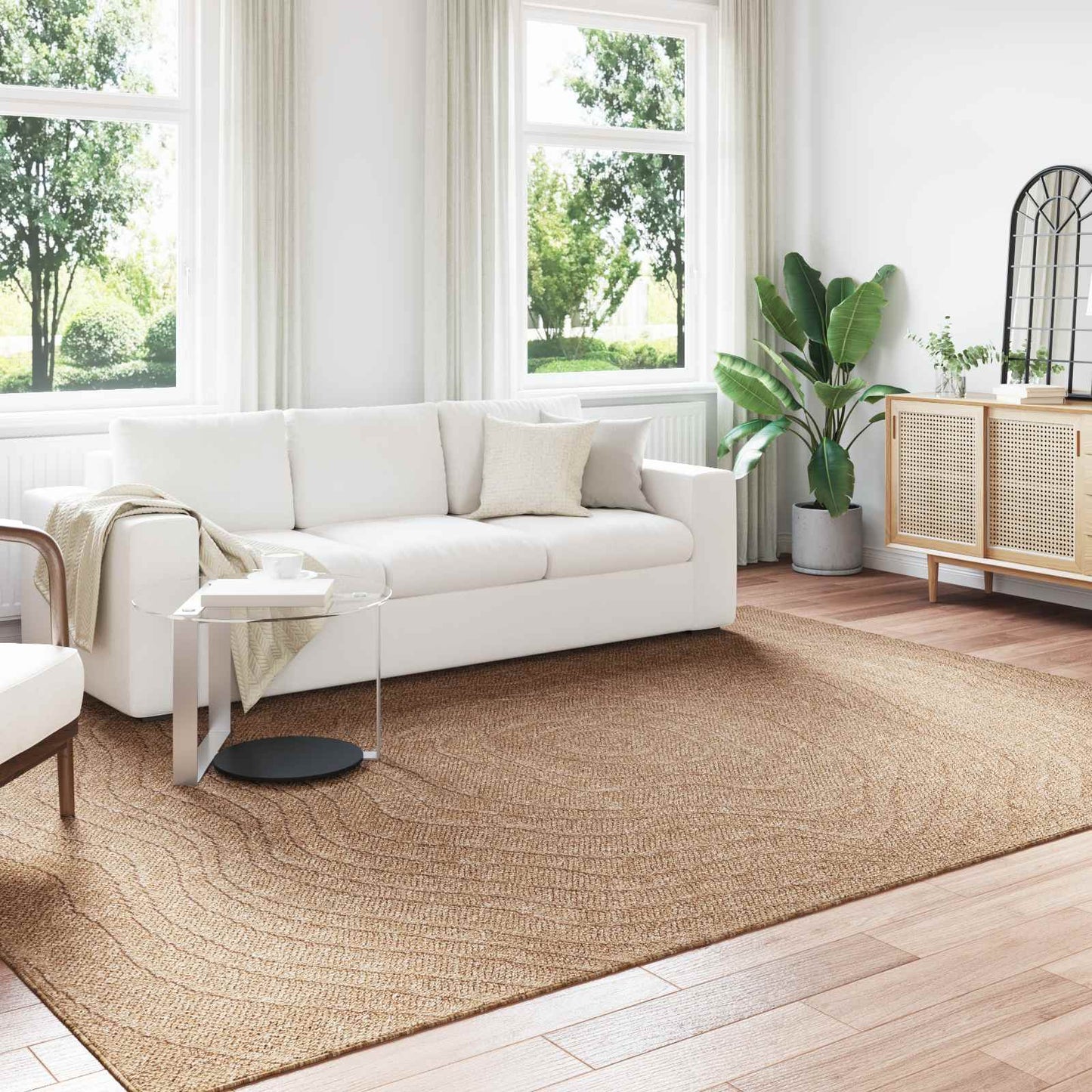 Tapis Moiré HUARTE Naturel 340 x 240 cm Polyester