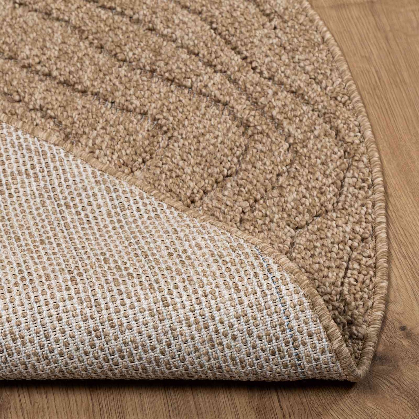Area Rugs Round Moiré HUARTE Natural Ø 200 CM Polyester