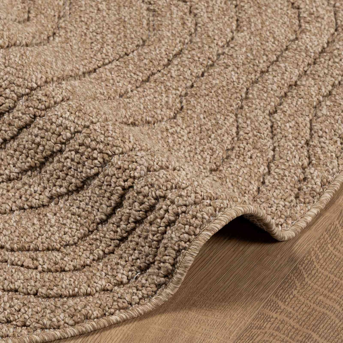 Area Rugs Round Moiré HUARTE Natural Ø 200 CM Polyester