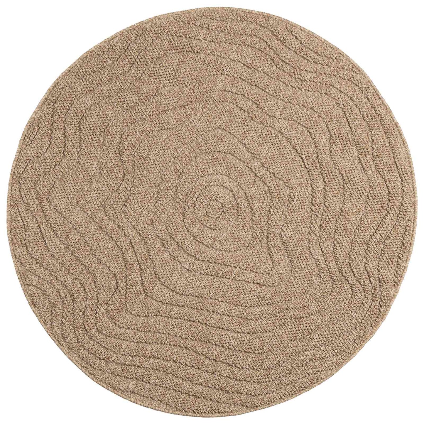 Area Rugs Round Moiré HUARTE Natural Ø 200 CM Polyester