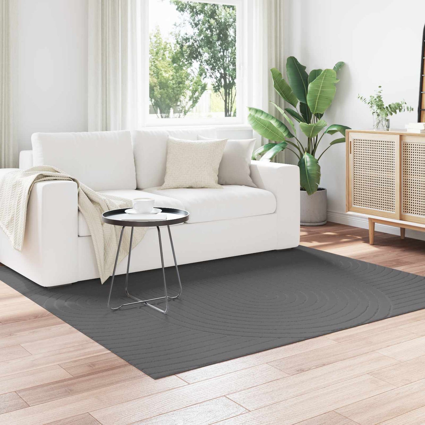 Bereichsteppiche HUARTE Anthrazit 120 x 120 cm Polyester