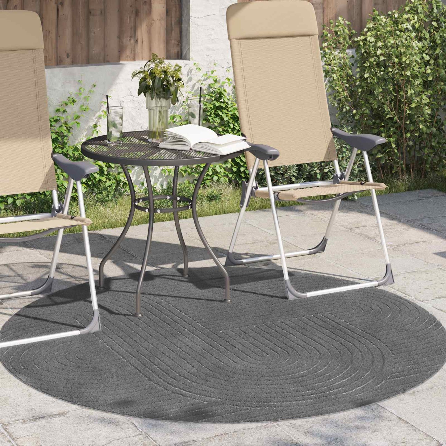 Tapis Ronds HUARTE Anthracite Ø 120 CM Polyester
