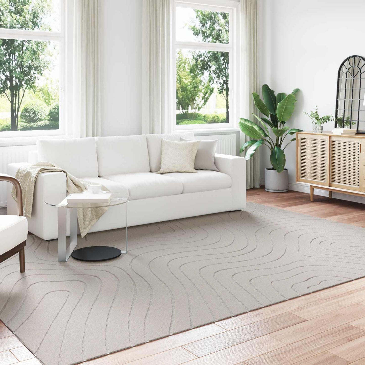Tapis rectangulaire HUARTE Crème 280 x 200 cm Polyester