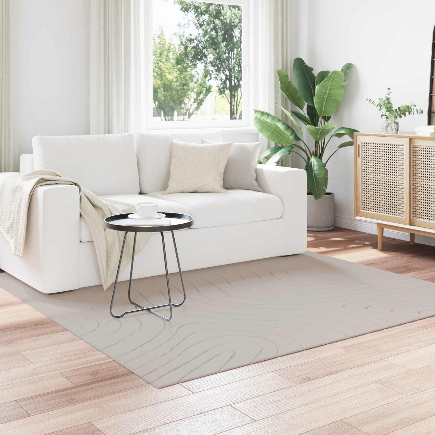 Bereichsteppiche Quadratisch HUARTE Creme 120 x 120 cm