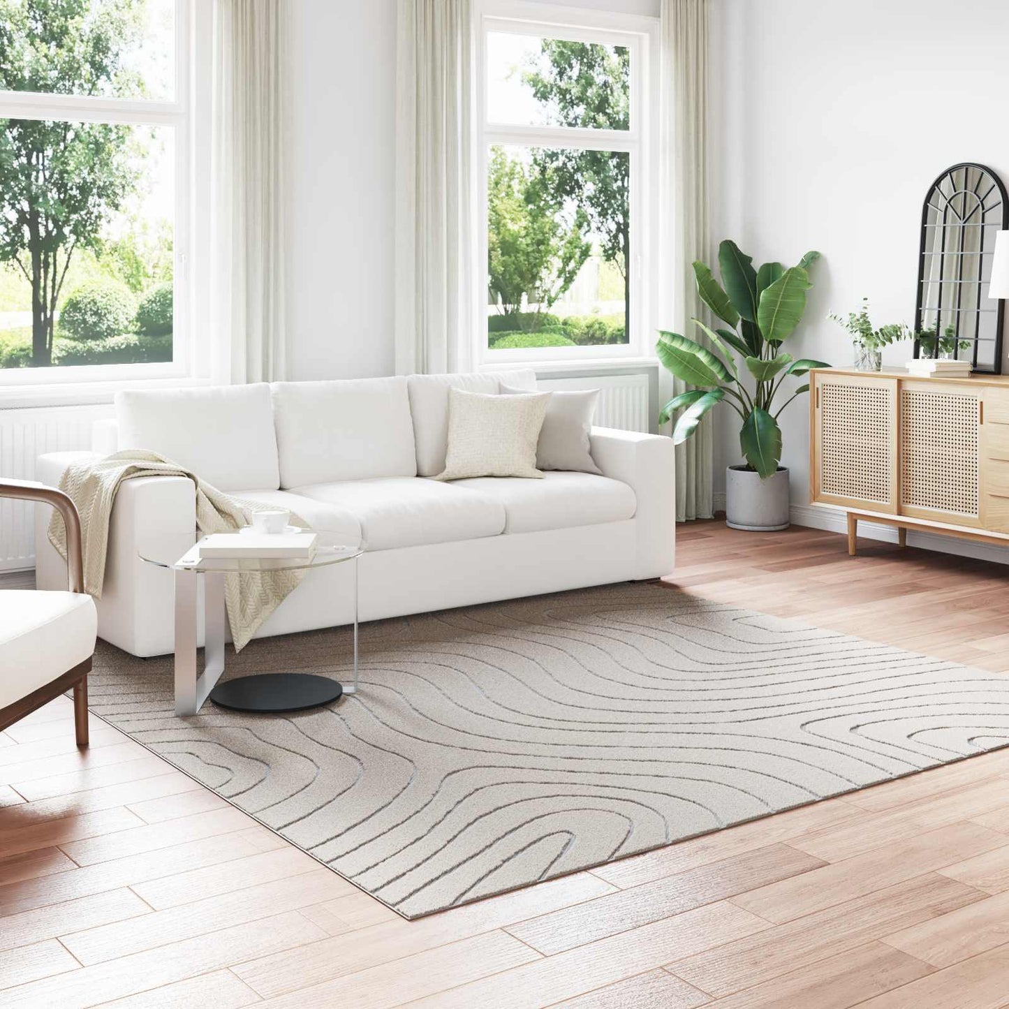 Bereichsteppiche Quadratisch HUARTE Creme 240 x 240 cm
