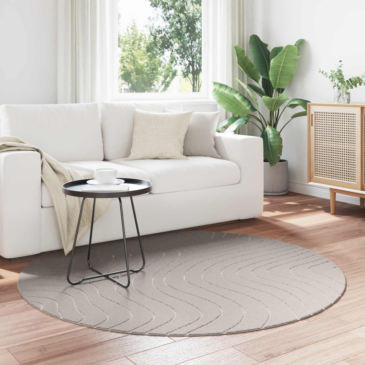 Bereichsteppiche Rund HUARTE Creme Ø 160 CM Polyester