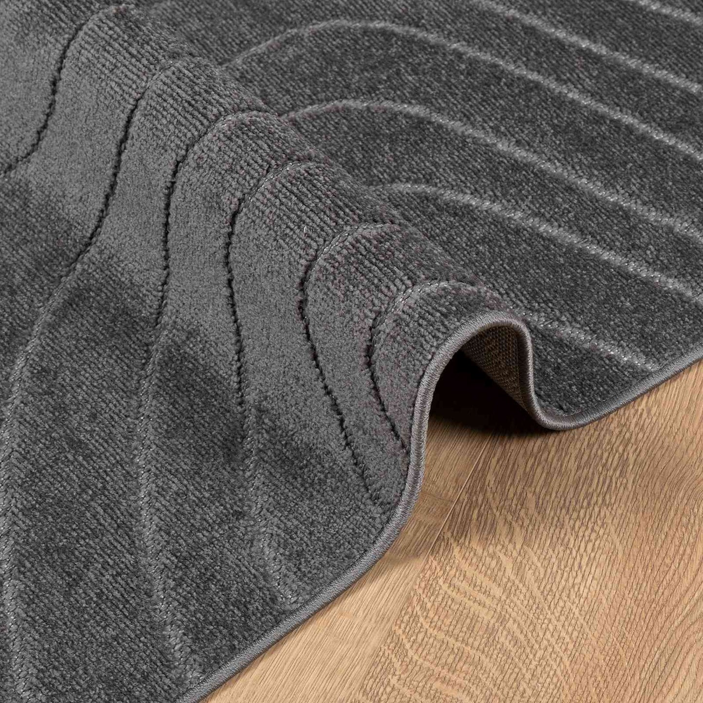 Area Rugs HUARTE Anthracite 170 x 120 cm Polyester