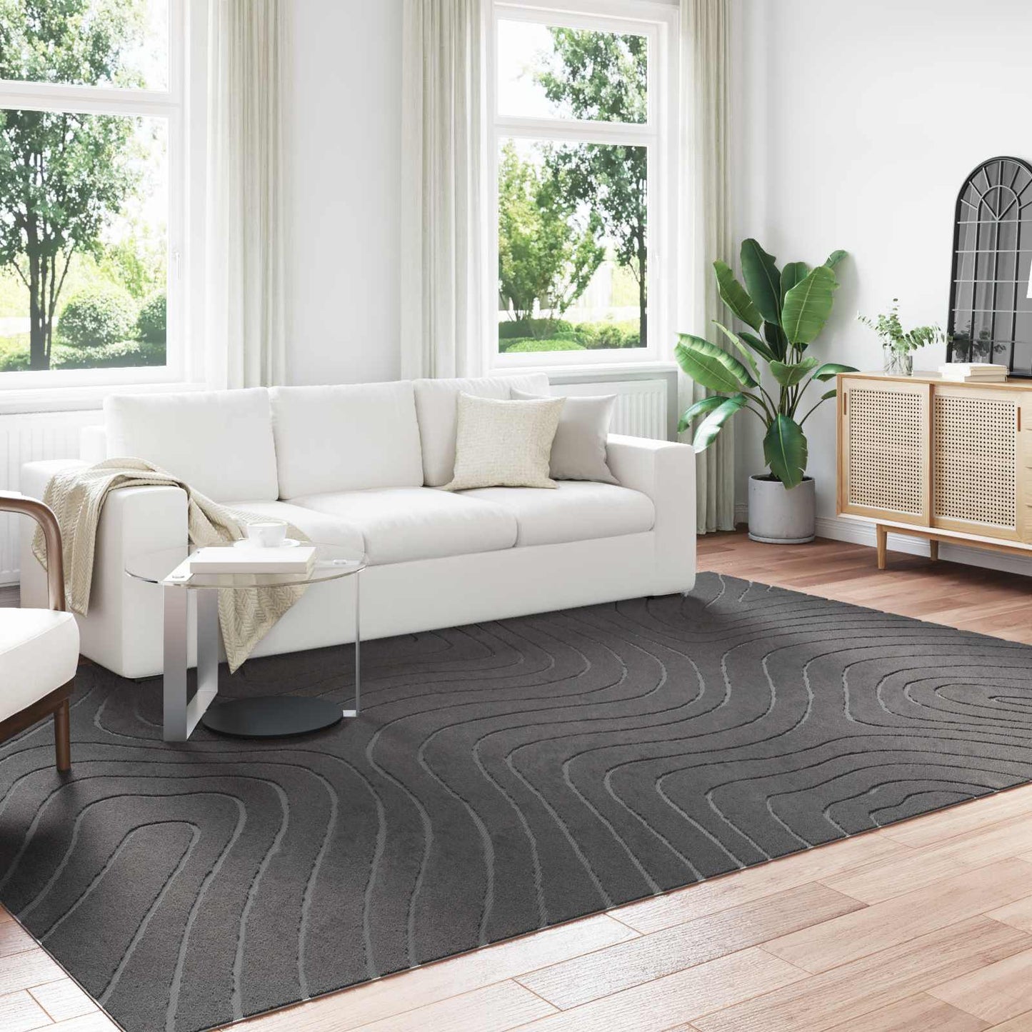 Tapis d'appoint HUARTE Anthracite 340 x 240 cm Polyester