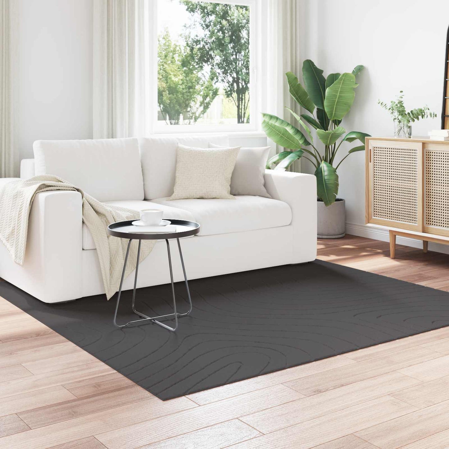 Bereichsteppiche HUARTE Anthrazit 120 x 120 cm Polyester