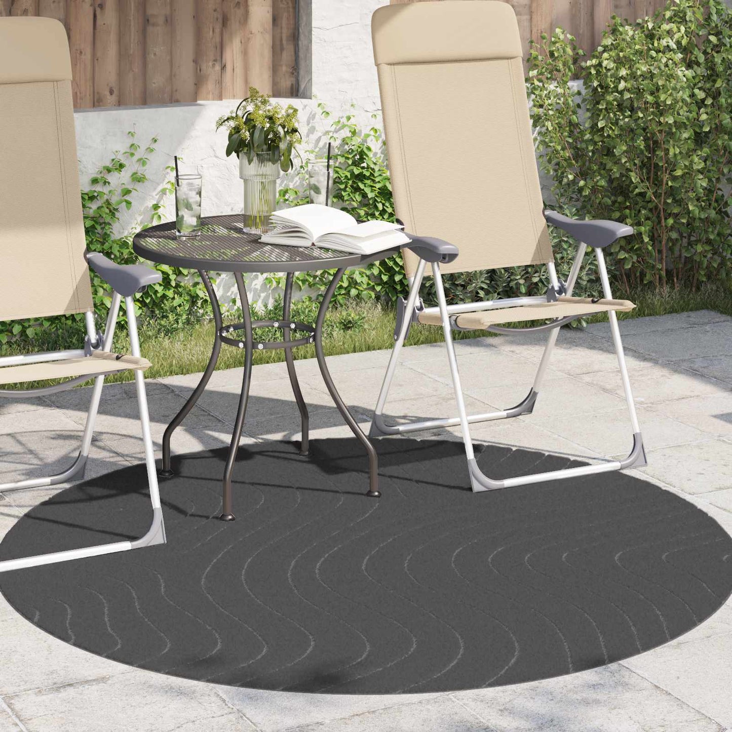 Bereichsteppiche Rund HUARTE Anthrazit Ø 120 CM Polyester
