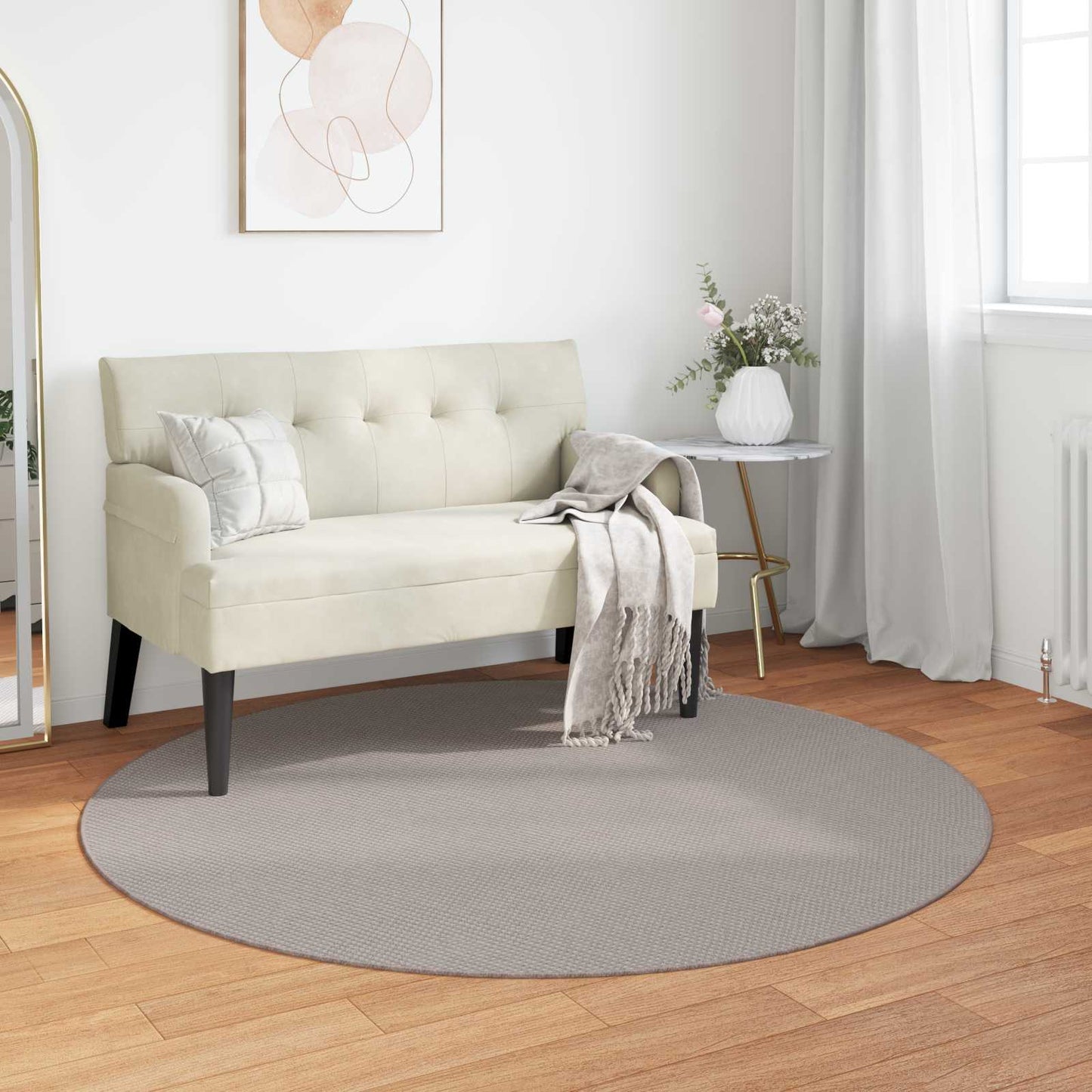 Bereichsteppiche Rund HUARTE Creme und Taupe Ø 200 CM Polyester