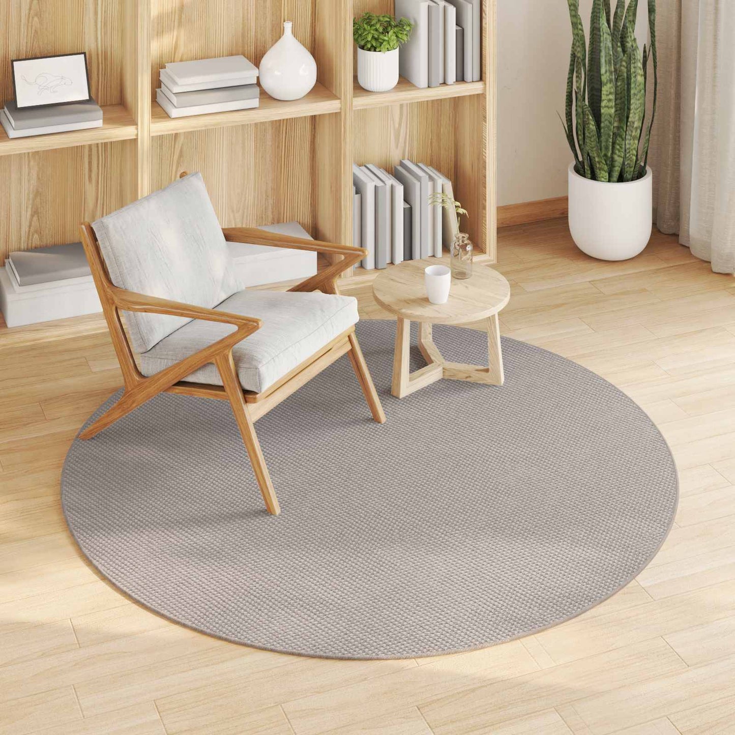 Bereichsteppiche Rund HUARTE Creme und Taupe Ø 200 CM Polyester
