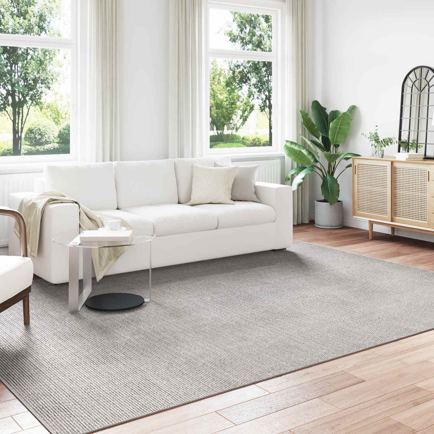 HUARTE Cream and Grey Area Rugs 280 x 200 cm Polyester