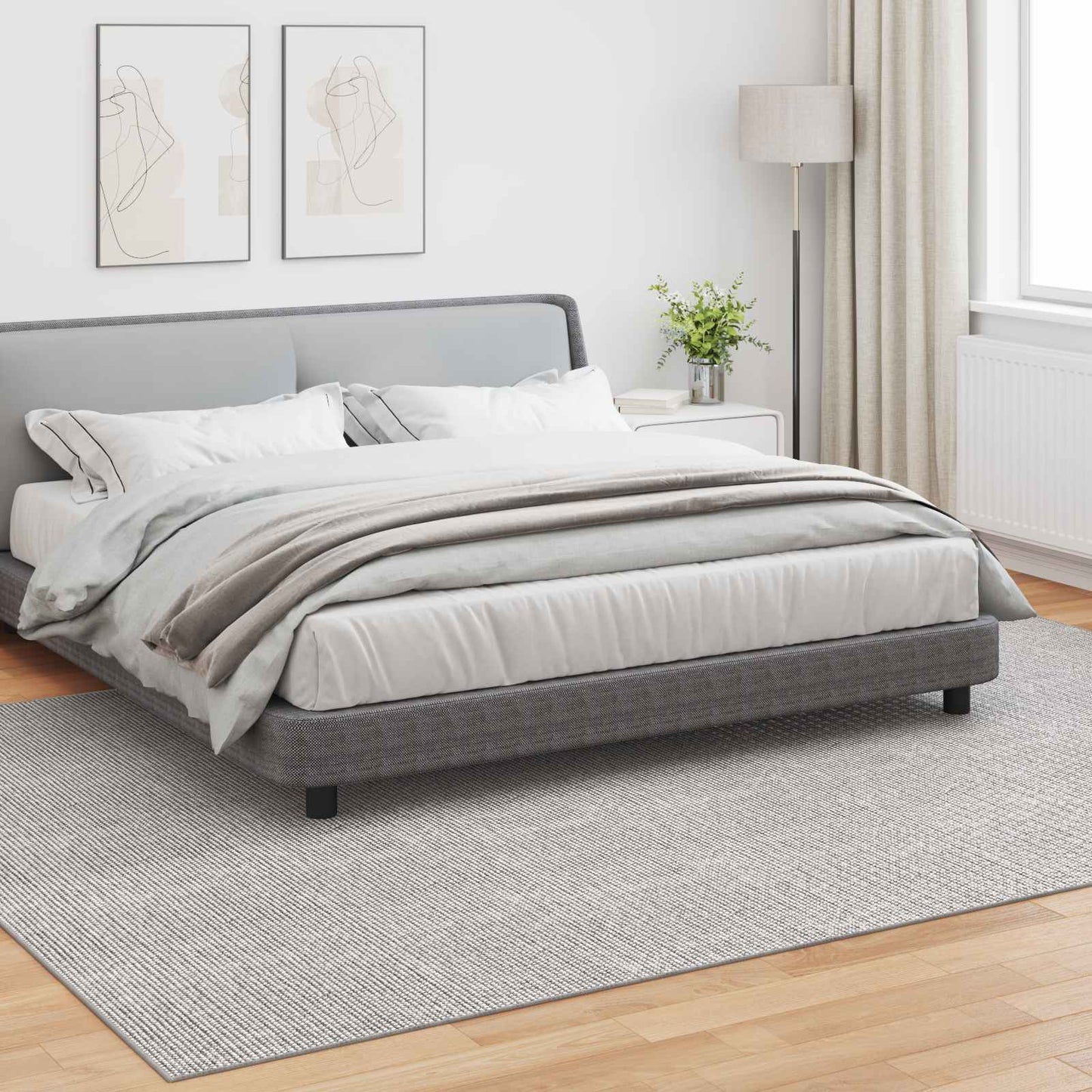 HUARTE Cream and Grey Area Rugs 280 x 200 cm Polyester