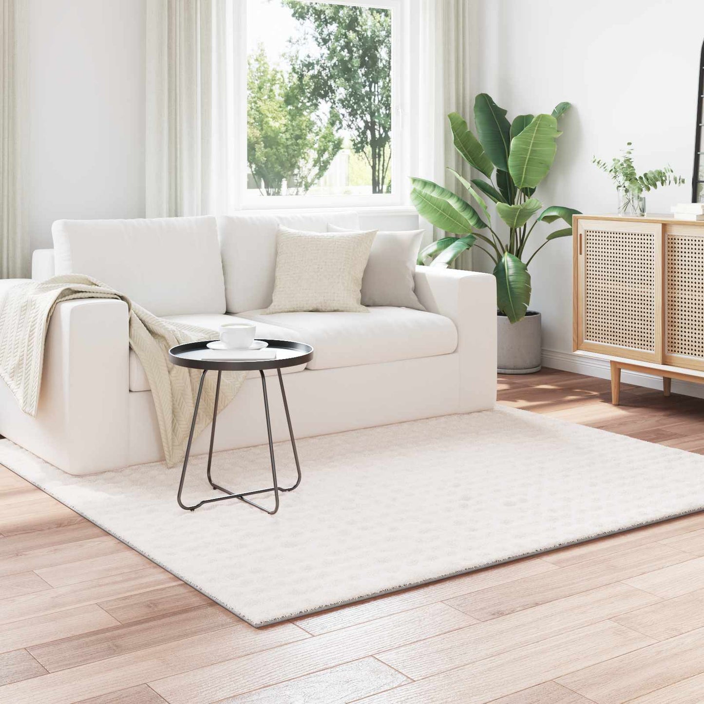 Bereichsteppiche Quadratisch HUARTE Creme 240 x 240 cm