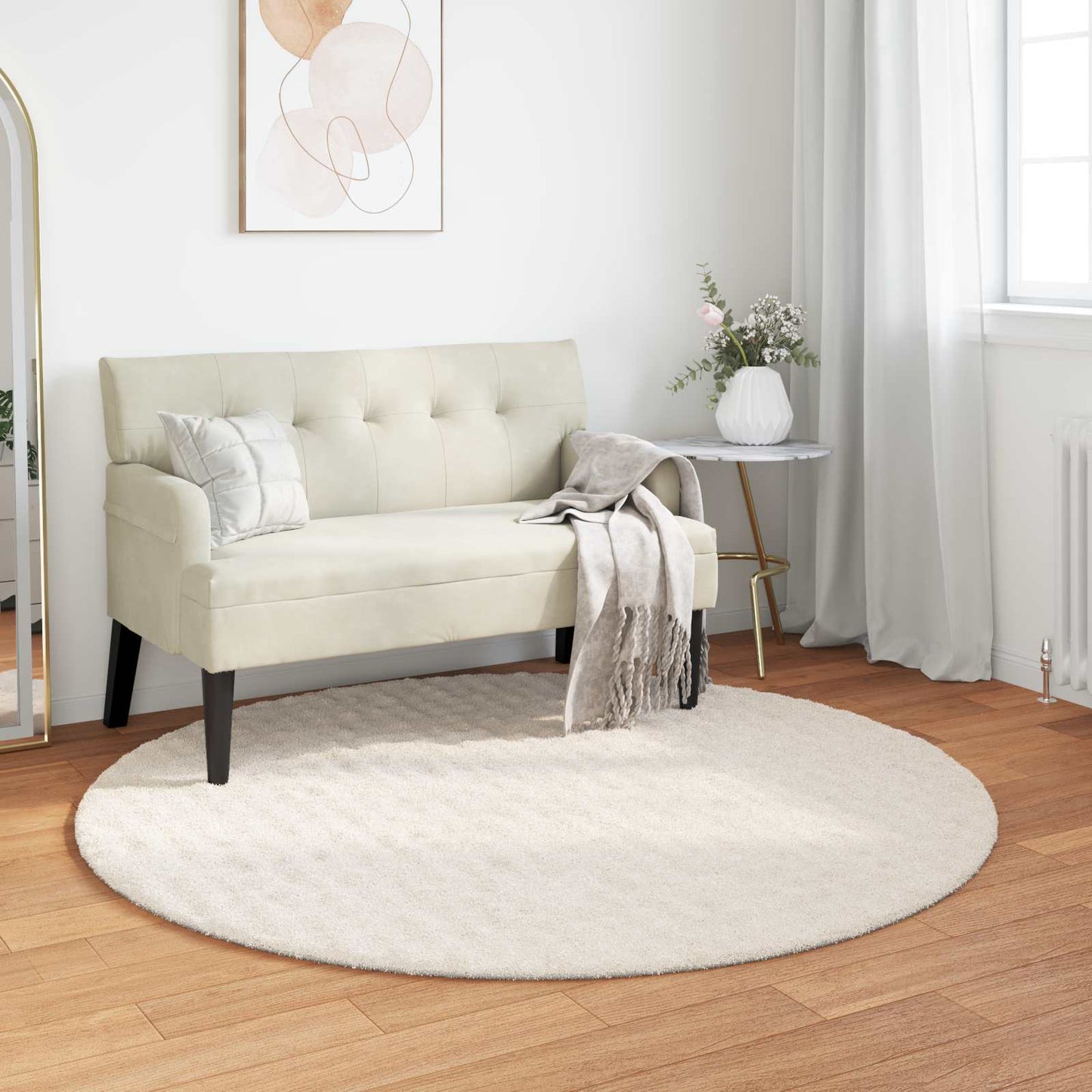 Tapis ronds de zone HUARTE Crème Ø 200 CM Polyester