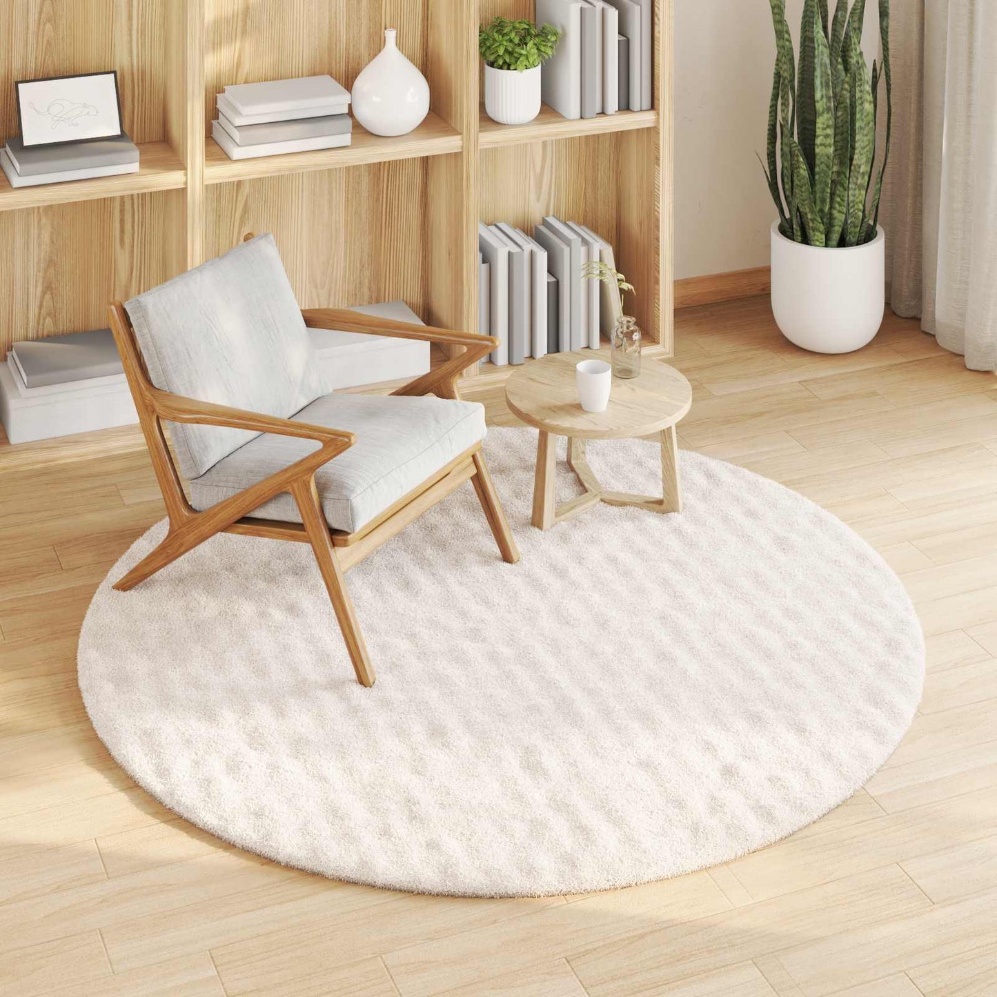 Tapis ronds de zone HUARTE Crème Ø 200 CM Polyester
