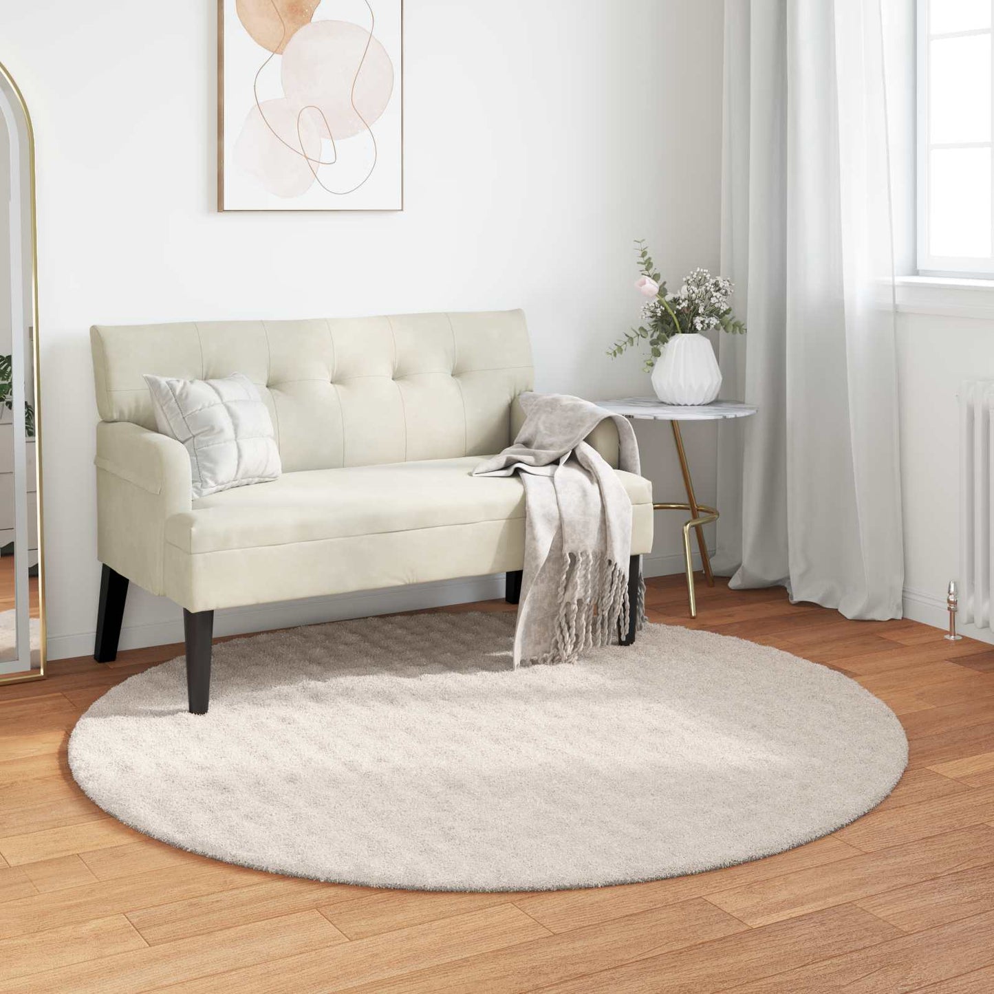 Area Rugs Round HUARTE Beige Ø 200 CM Polyester