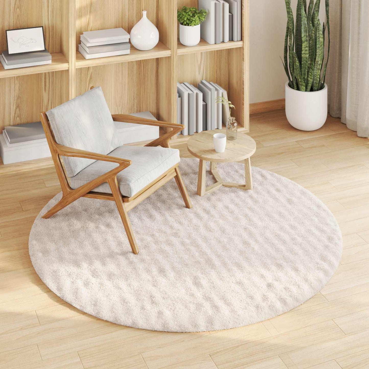Area Rugs Round HUARTE Beige Ø 200 CM Polyester