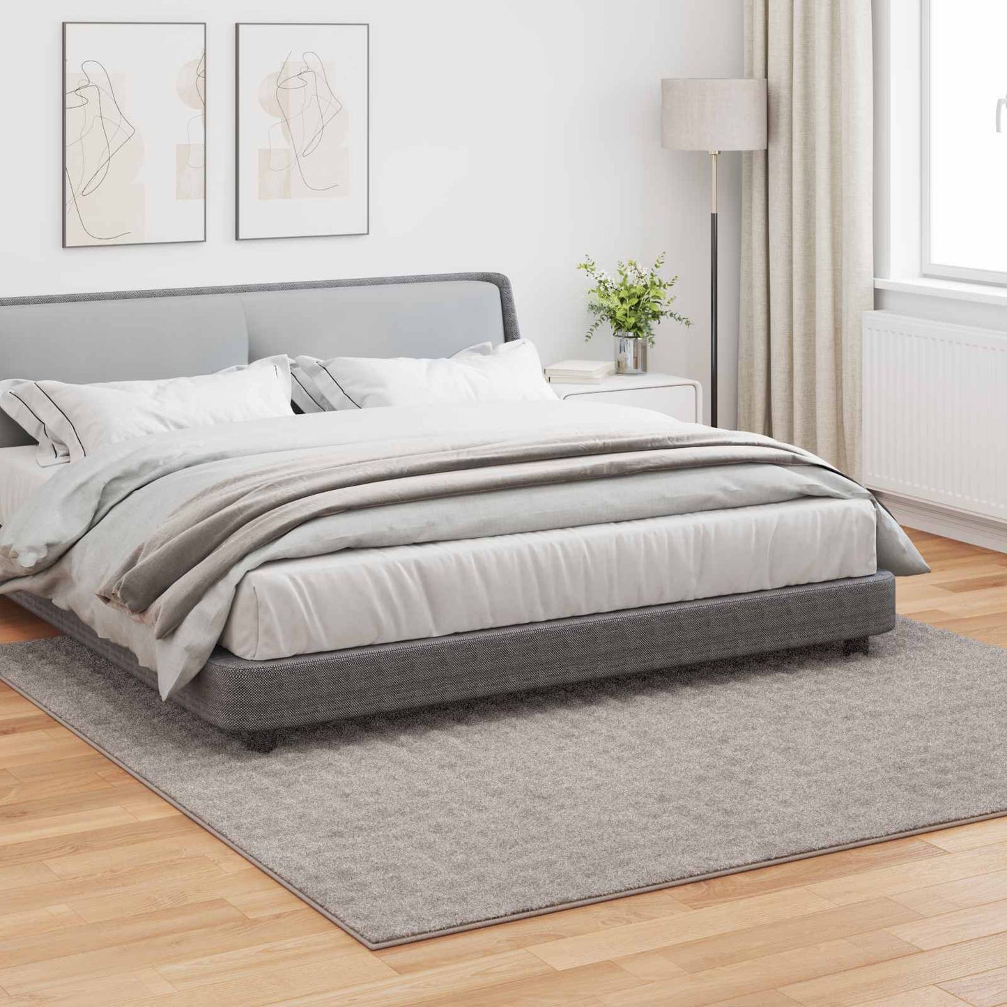 Area Rug Square HUARTE Sand 240 x 240 cm Polyester