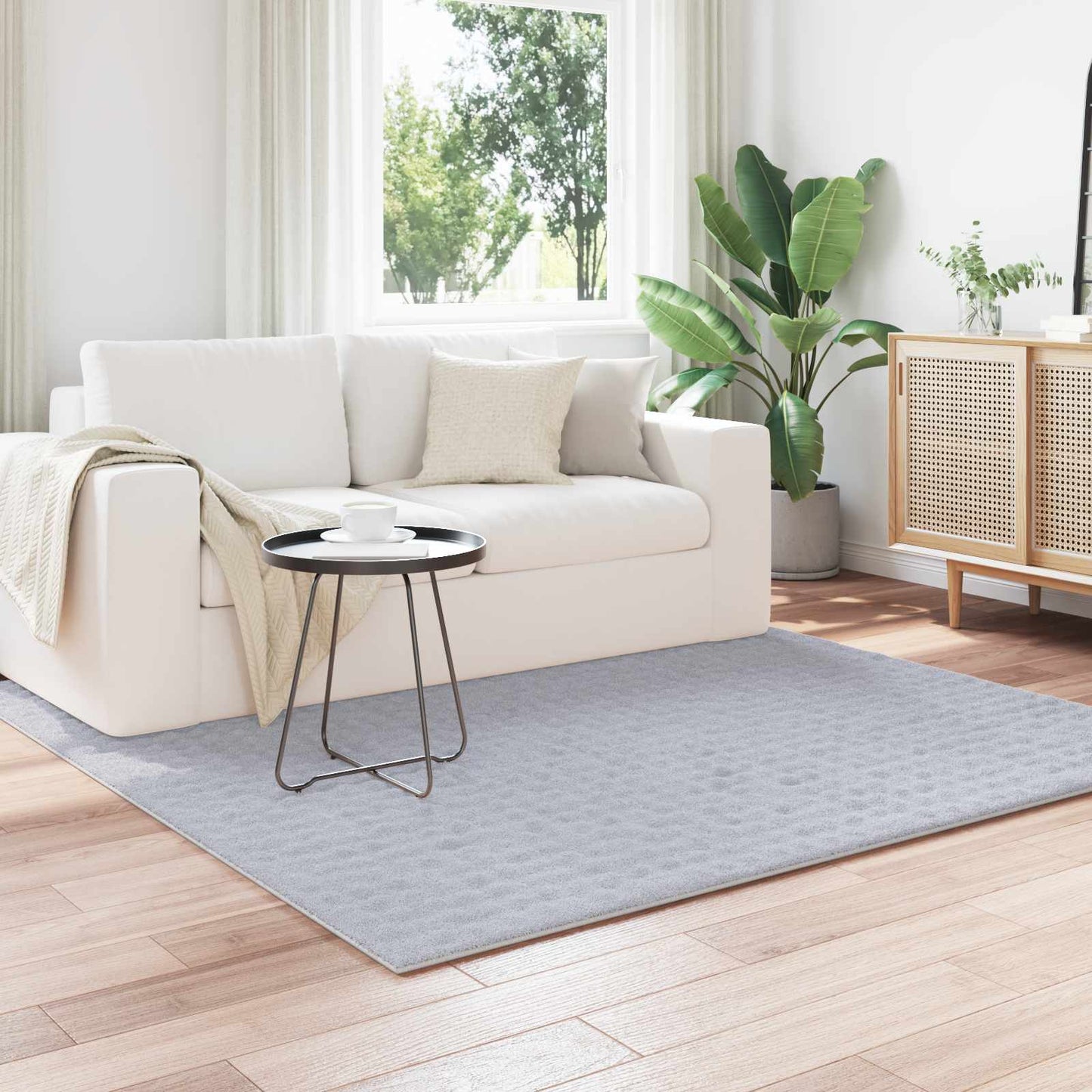 Bereichsteppiche Quadratisch HUARTE Grau 120 x 120 cm Polyester
