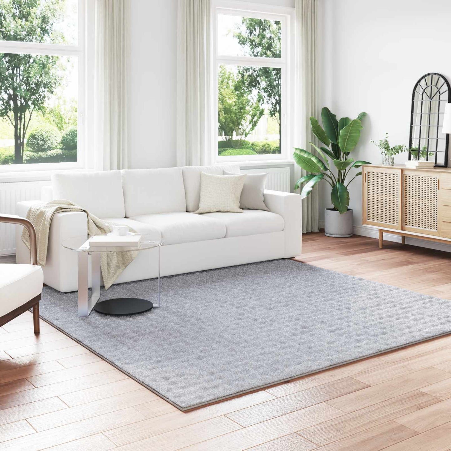 Bereichsteppiche Quadratisch HUARTE Grau 240 x 240 cm Polyester