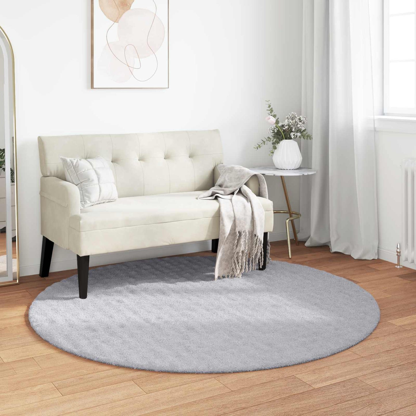 Area Rugs Round HUARTE Grey Ø 160 CM Polyester