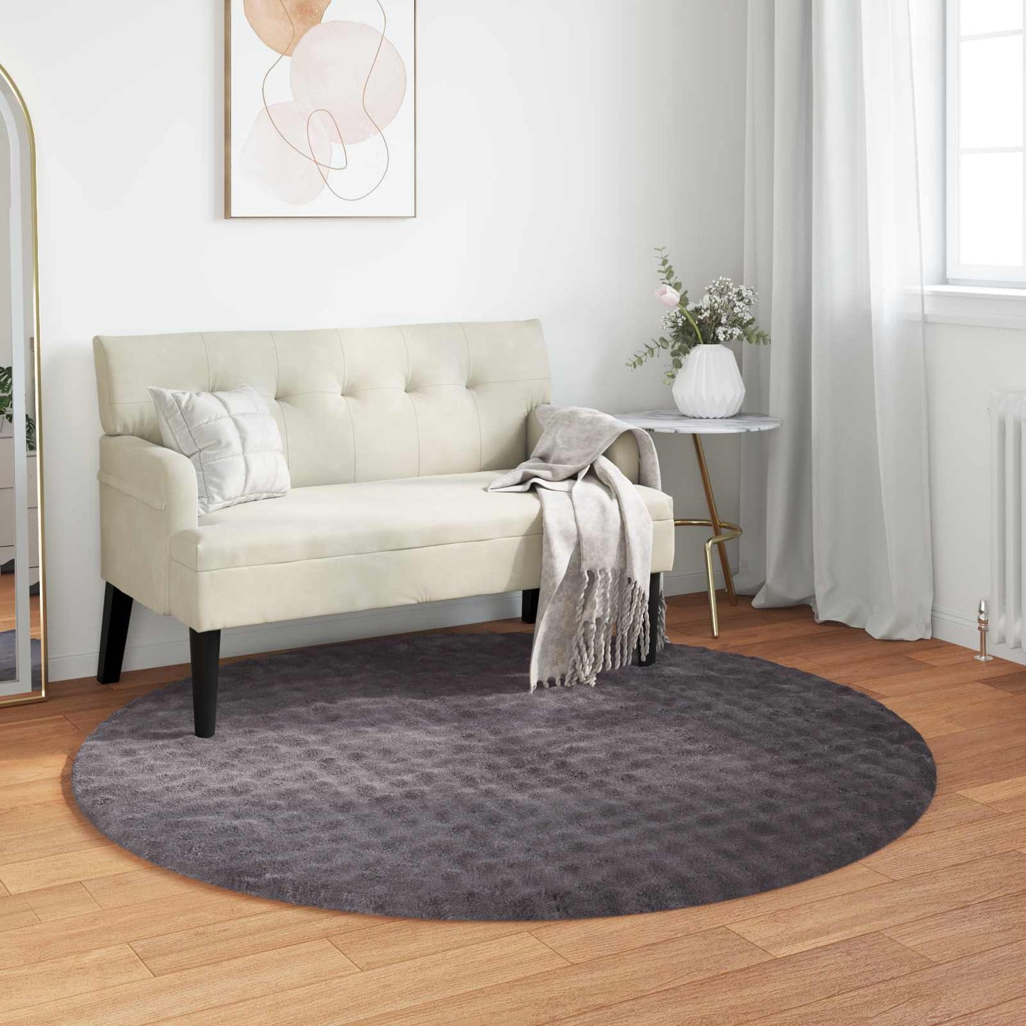 Bereichsteppiche Rund HUARTE Anthrazit Ø 160 CM Polyester