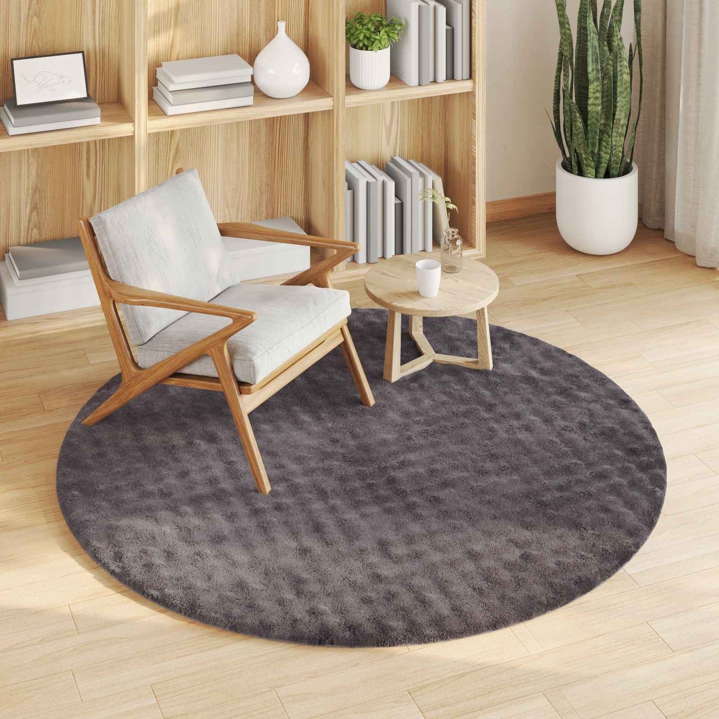Bereichsteppiche Rund HUARTE Anthrazit Ø 160 CM Polyester