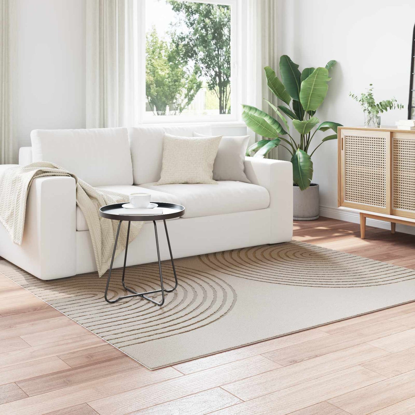 Square Area Rug HUARTE Cream 120 x 120 cm