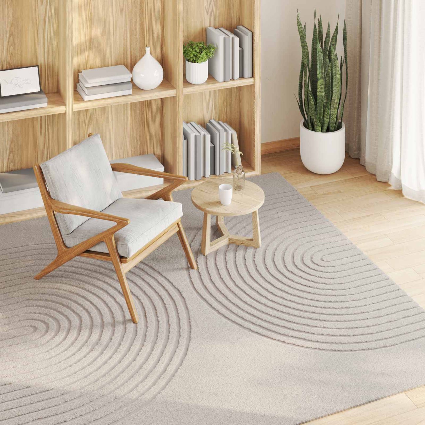 Square Area Rug HUARTE Cream 120 x 120 cm