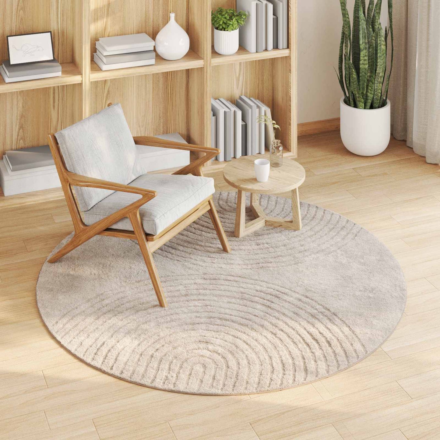 Bereichsteppiche Rund HUARTE Beige Ø 200 CM Polyester