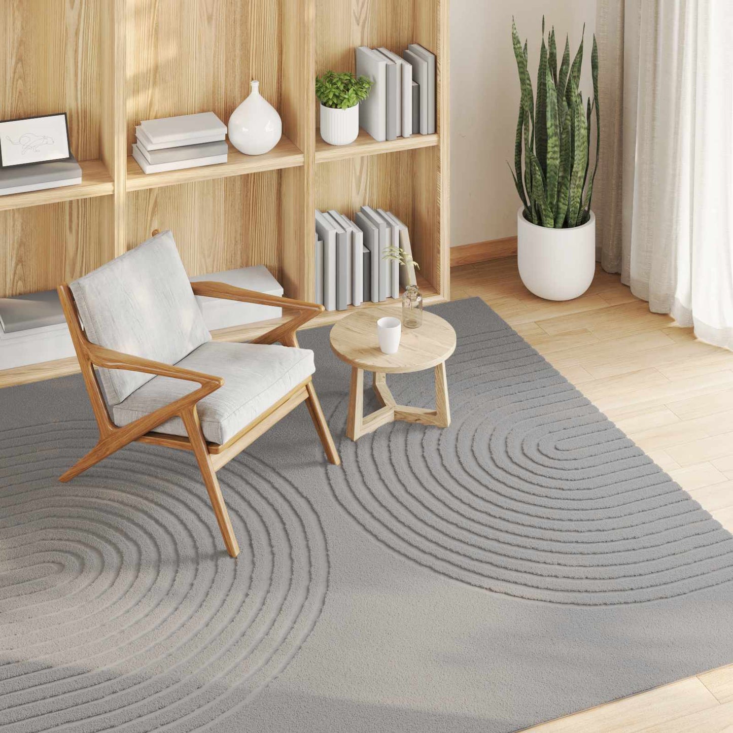 Bereichsteppiche Quadratisch HUARTE Grau 120 x 120 cm Polyester