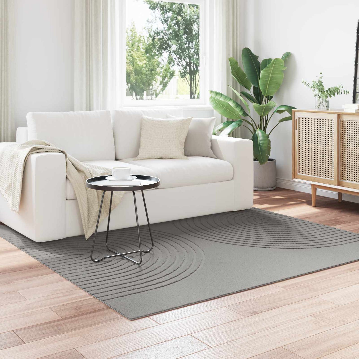 Bereichsteppiche Quadratisch HUARTE Grau 200 x 200 cm Polyester