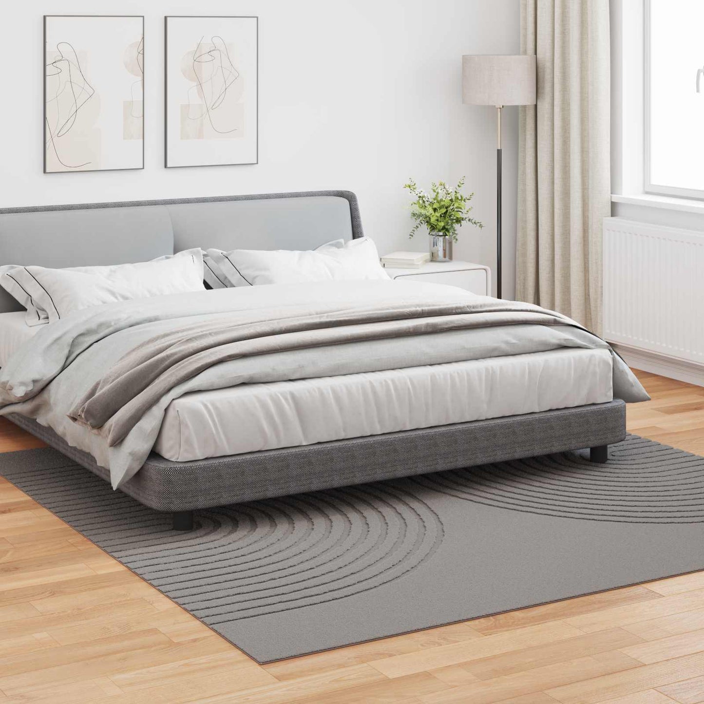 Bereichsteppiche Quadratisch HUARTE Grau 240 x 240 cm Polyester