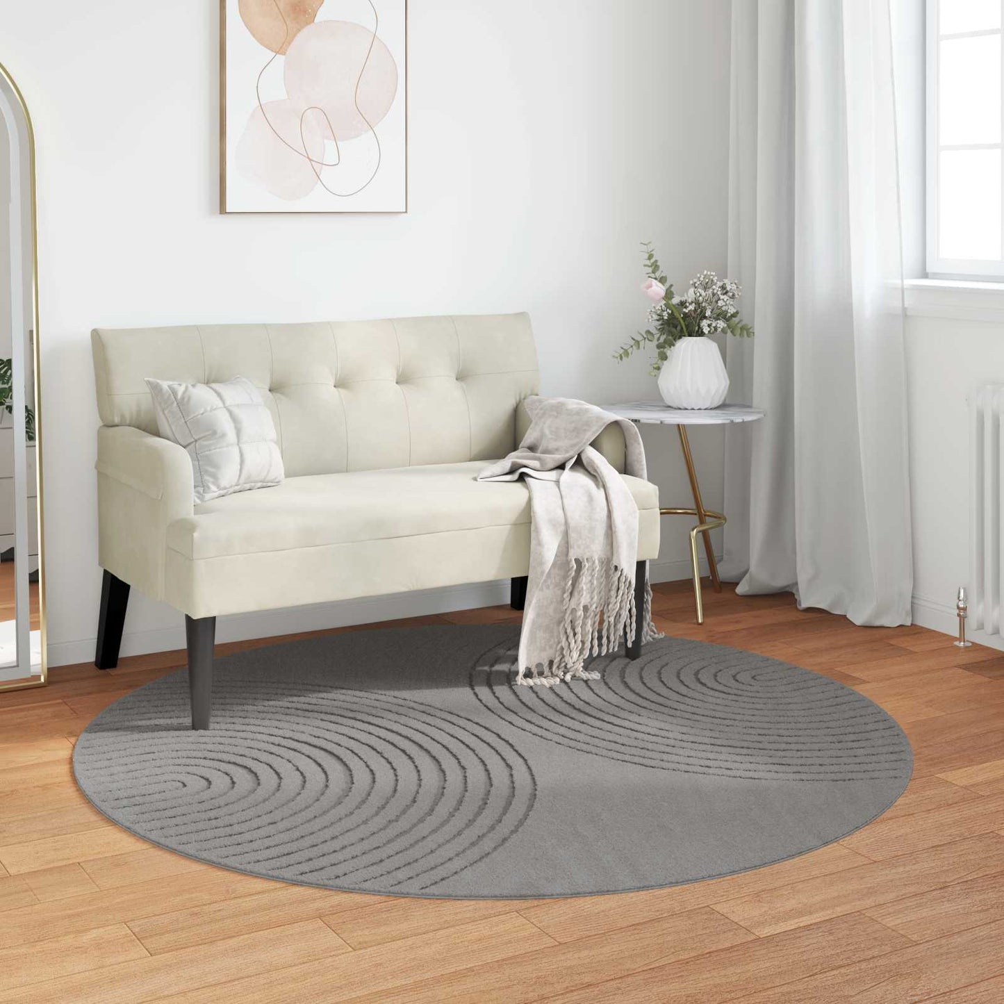 Bereichsteppiche Rund HUARTE Grau Ø 120 CM Polyester