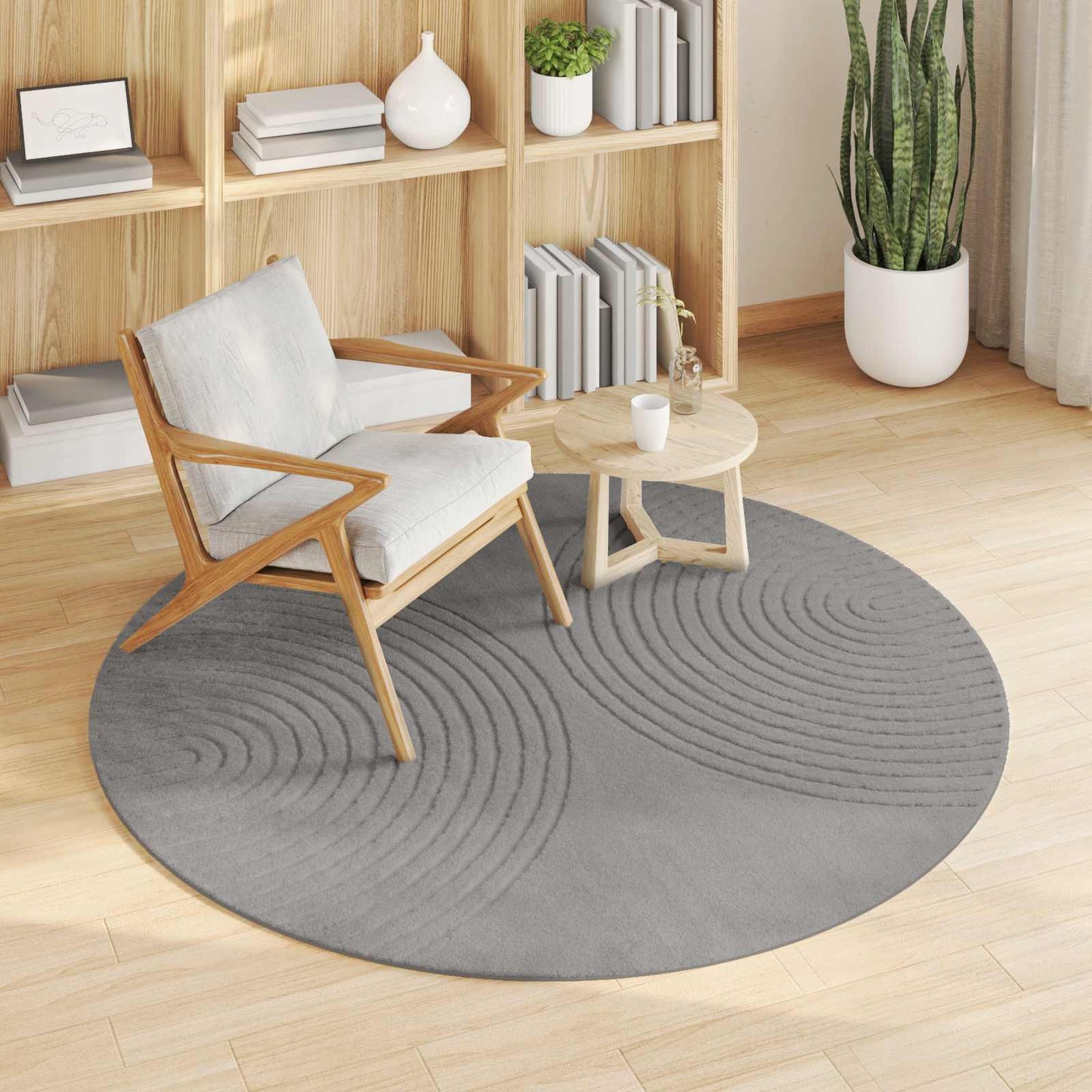 Bereichsteppiche Rund HUARTE Grau Ø 160 CM Polyester