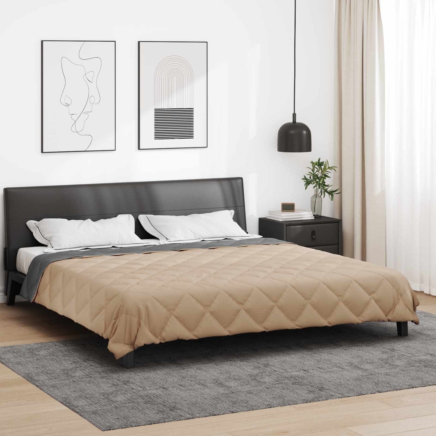 Sommerdecke Anthrazit und Taupe 240 x 200 cm Mikrofaser